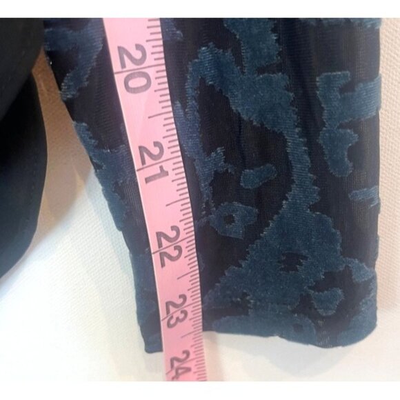 Simply Vera Wang Burnt Out Velvet Chiffon Tunic Blouse Blue Black Trim Pm Gothic - Picture 10 of 15